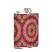 Rot Gold Gelbe Rosetten Mandala Flachmann (Rechts)