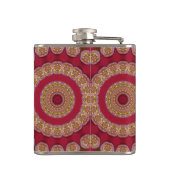 Rot Gold Gelbe Rosetten Mandala Flachmann (Rückseite)