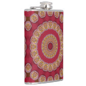 Rot Gold Gelbe Rosetten Mandala Flachmann (Rechts)