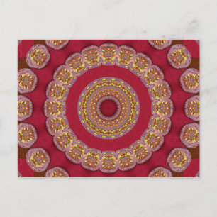 Rot Gold Gelbe Rosetten Mandala Postkarte