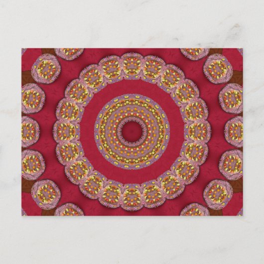 Rot Gold Gelbe Rosetten Mandala Postkarte (Vorderseite)