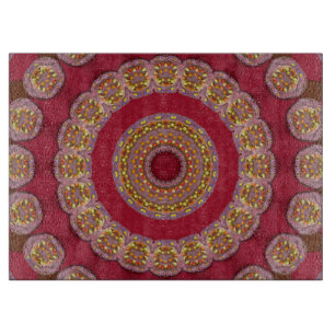 Rot Gold Gelbe Rosetten Mandala Schneidebrett