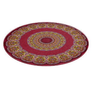 Rot Gold Gelbe Rosetten Mandala Schneidebrett