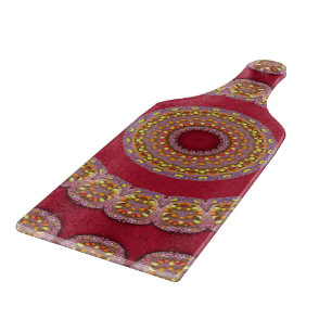 Rot Gold Gelbe Rosetten Mandala Schneidebrett