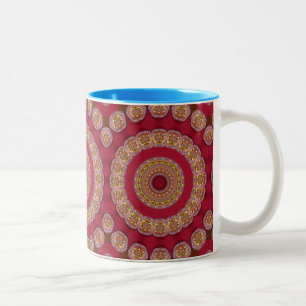 Rot Gold Gelbe Rosetten Mandala Zweifarbige Tasse