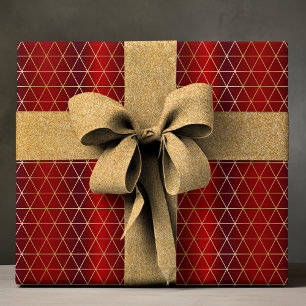 Rot Gold geometrisches Dreiecks-Weihnachtsmuster Geschenkpapier