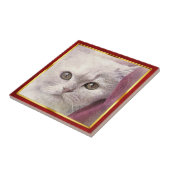 Rot & Gold gerahmter abstrakter Katzenprint Fliese (Seite)