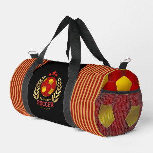 Rot-gold gestreifter Kamm mit Ballmuster-Design Duffle Bag
