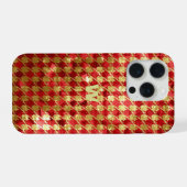 Rot & Gold Gingham iPhone Hülle (Rückseite (Horizontal))