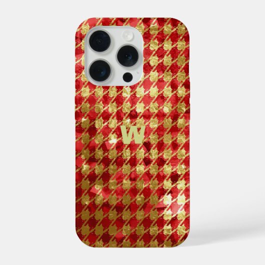 Rot & Gold Gingham iPhone Hülle (Rückseite)