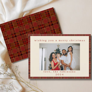 Rot Gold Gingham Karo Custom Foto Weihnachten