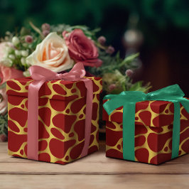 Rot-Gold-Giraffe-Musterpapier Geschenkpapier