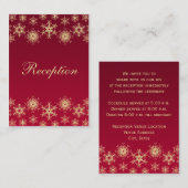 Rot, Gold Glitzer Aussehen Schneeflocken Umschließ Begleitkarte (Vorne/Hinten)