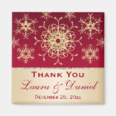 Rot, Gold Glitzer Schneeflocken Gastgeschenk Hochz Magnet (Vorne)