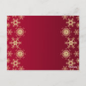 Rot, Gold Glitzer Snowflakes Tischnummer Card (Rückseite)