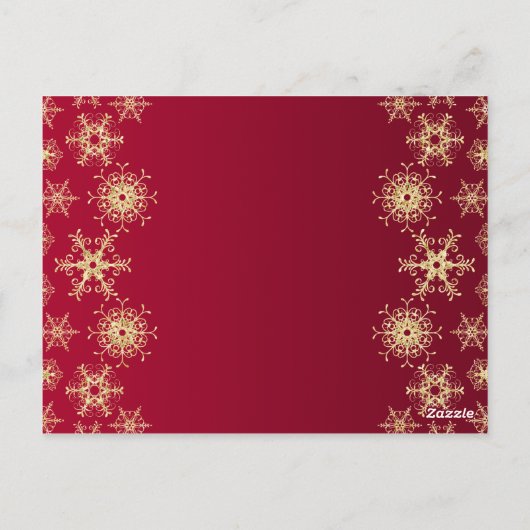 Rot, Gold Glitzer Snowflakes Tischnummer Card (Rückseite)