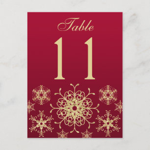 Rot, Gold Glitzer Snowflakes Tischnummer Card