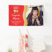 Rot | Gold Glückwunschs Graduate Wave Foto Banner (Insitu)