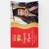 Rot | Gold Glückwunschs Graduate Wave Foto Banner (Vertikal)