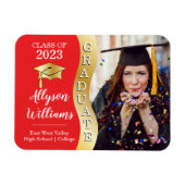 Rot | Gold Graduate Wave Grad Cap Foto Magnet (Horizontal)
