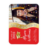 Rot | Gold Graduate Wave Grad Cap Foto Magnet (Vertikal)