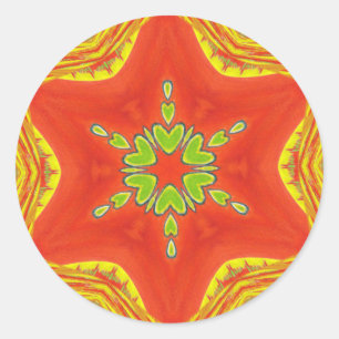 Rot Gold Grün Mandala-Kunstprint Runder Aufkleber