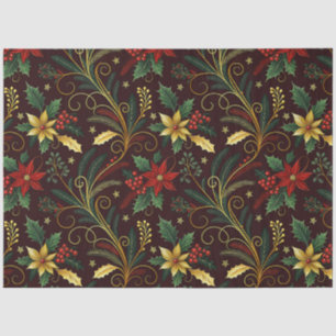 Rot Gold Grün Weihnachtsblumen Decoupage Seidenpapier