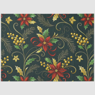 Rot Gold Grün Weihnachtsblumen Decoupage Seidenpapier