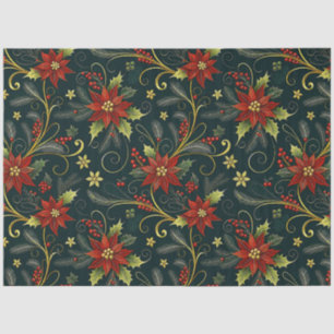 Rot Gold Grün Weihnachtsblumen Decoupage Seidenpapier