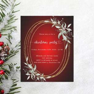 Rot-Gold-Grün Weihnachtsfeier-Einladung