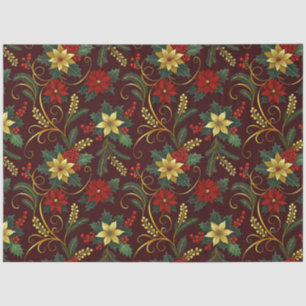 Rot Gold Grüne Weihnachtsblumen Decoupage Seidenpapier