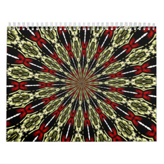 Rot-Gold-Hartglas-Fenster Kaleidoskop Kalender