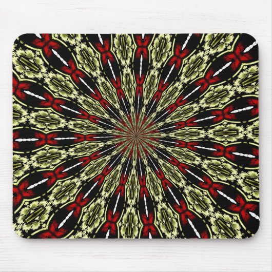 Rot-Gold-Hartglas-Fenster Kaleidoskop Mousepad (Vorne)