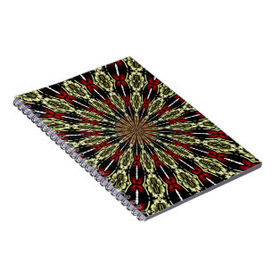 Rot-Gold-Hartglas-Fenster Kaleidoskop Notizblock
