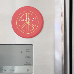 Rot Gold Herz Friedenszeichen Liebe Weihnachten Magnet