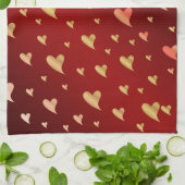 Rot, Gold, Herz, Liebe, Valentin, Form, Symbol, Geschirrtuch (Gefaltet)