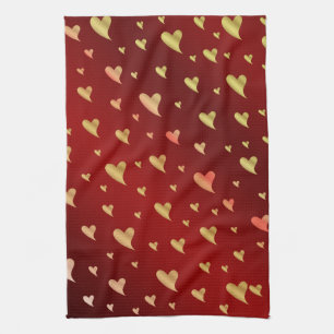 Rot, Gold, Herz, Liebe, Valentin, Form, Symbol, Geschirrtuch