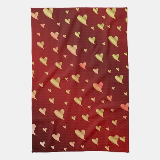 Rot, Gold, Herz, Liebe, Valentin, Form, Symbol, Geschirrtuch (Vertikal)