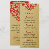 Rot-Gold-Hochzeitsmenü Menükarte (Vorne/Hinten)
