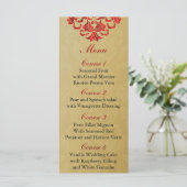 Rot-Gold-Hochzeitsmenü Menükarte (Stehend Vorderseite)