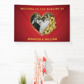 Rot-Gold-Hochzeitstil-Foto in Herzform Banner (InSitu)