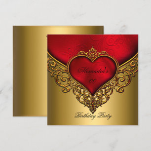 Rot Gold Juwel 40. Elegante Geburtstagsfeier Einladung