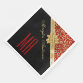 ROT & GOLD LEOPARD CHRISTMAS GIFT CUSTOM MONOGRAMM SERVIETTE (Ecke)