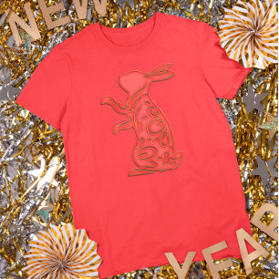 Rot Gold Lunar Neujahr Kaninchen Chinesischer Zodi T-Shirt
