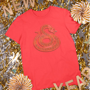 Rot Gold Lunar Neujahr Schlange Chinesisches Zodia T-Shirt