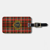Rot Gold Luxus Monogramm Tartan Gepäckanhänger (Vorderseite horizontal)