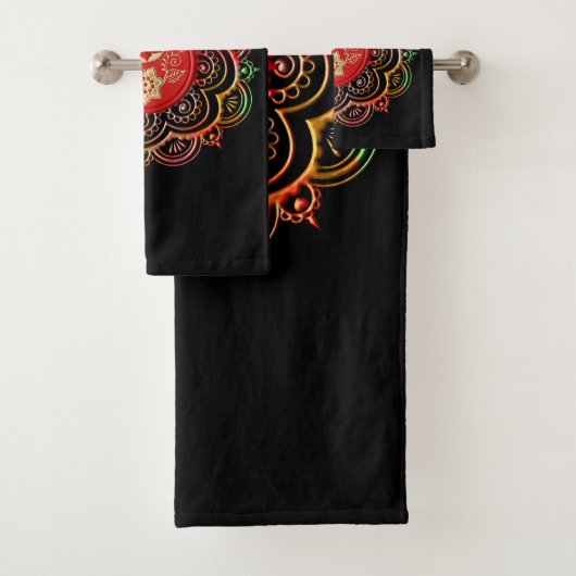 Rot & Gold Mandala Badhandtuch Set (Insitu)