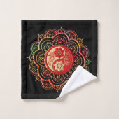 Rot & Gold Mandala Badhandtuch Set (Waschlappen)