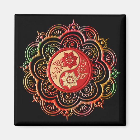 Rot & Gold Mandala Magnet (Vorne)