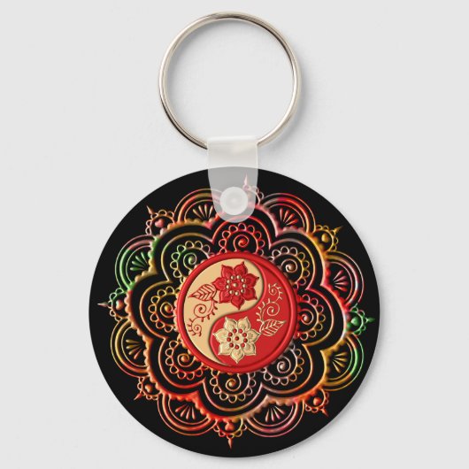 Rot & Gold Mandala Schlüsselanhänger (Vorderseite)